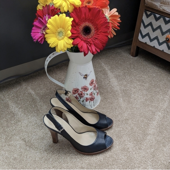 Faith Open Toe Sling Back Shoes, Black, Size 7/7.5 - Picture 6 of 15